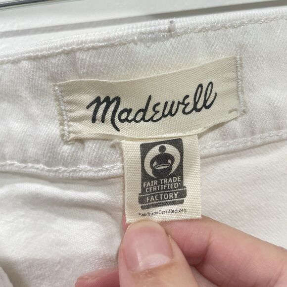 Madewell Curvy High Rise Denim Shorts White Frayed Hem Women Size 27 - Picture 8 of 12
